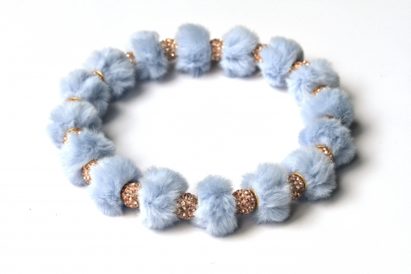 Luxuriöse Perlenkette für Hunde in Blau: Teddy Plüsch Halskette mit Glitzerperlen
